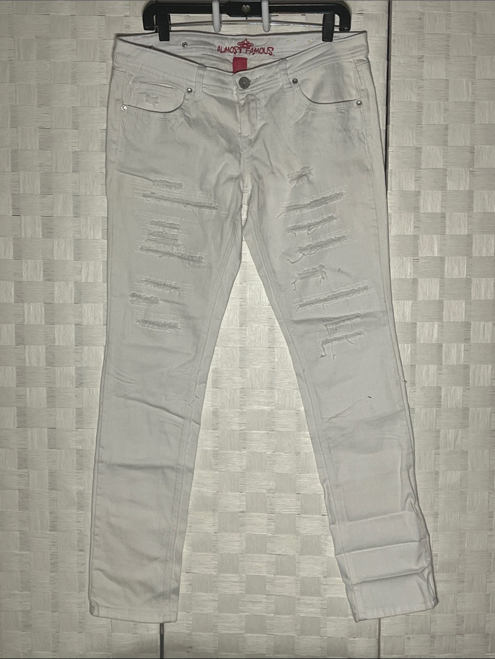 Almost Famous White Ripped Skinny Jeans